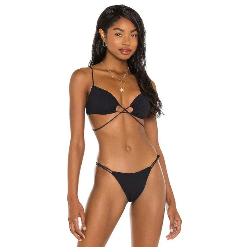 $126 Vix by Paula Hermanny Kate Black Bikini Top - D